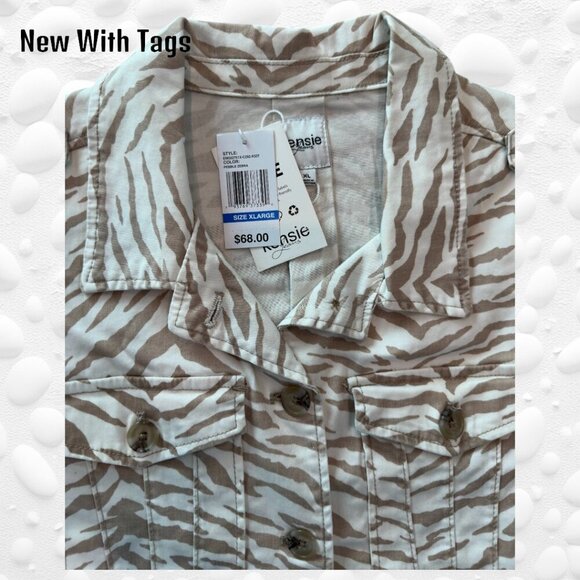 Kenzie Pebble Zebra Stretch Jacket S: XL NWT - Picture 6 of 12